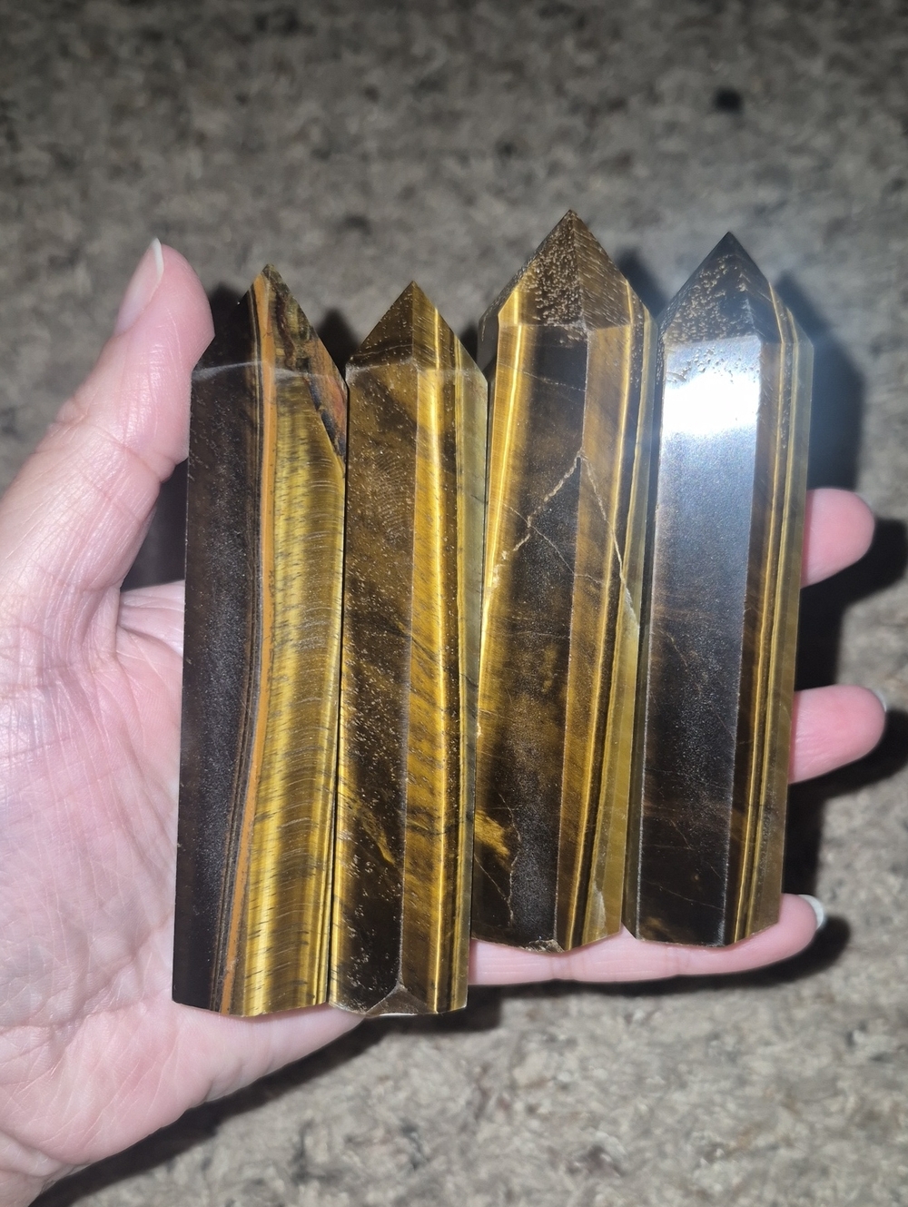 Tiger Eye Crystal Point Tower - Golden Brown (4 Count)